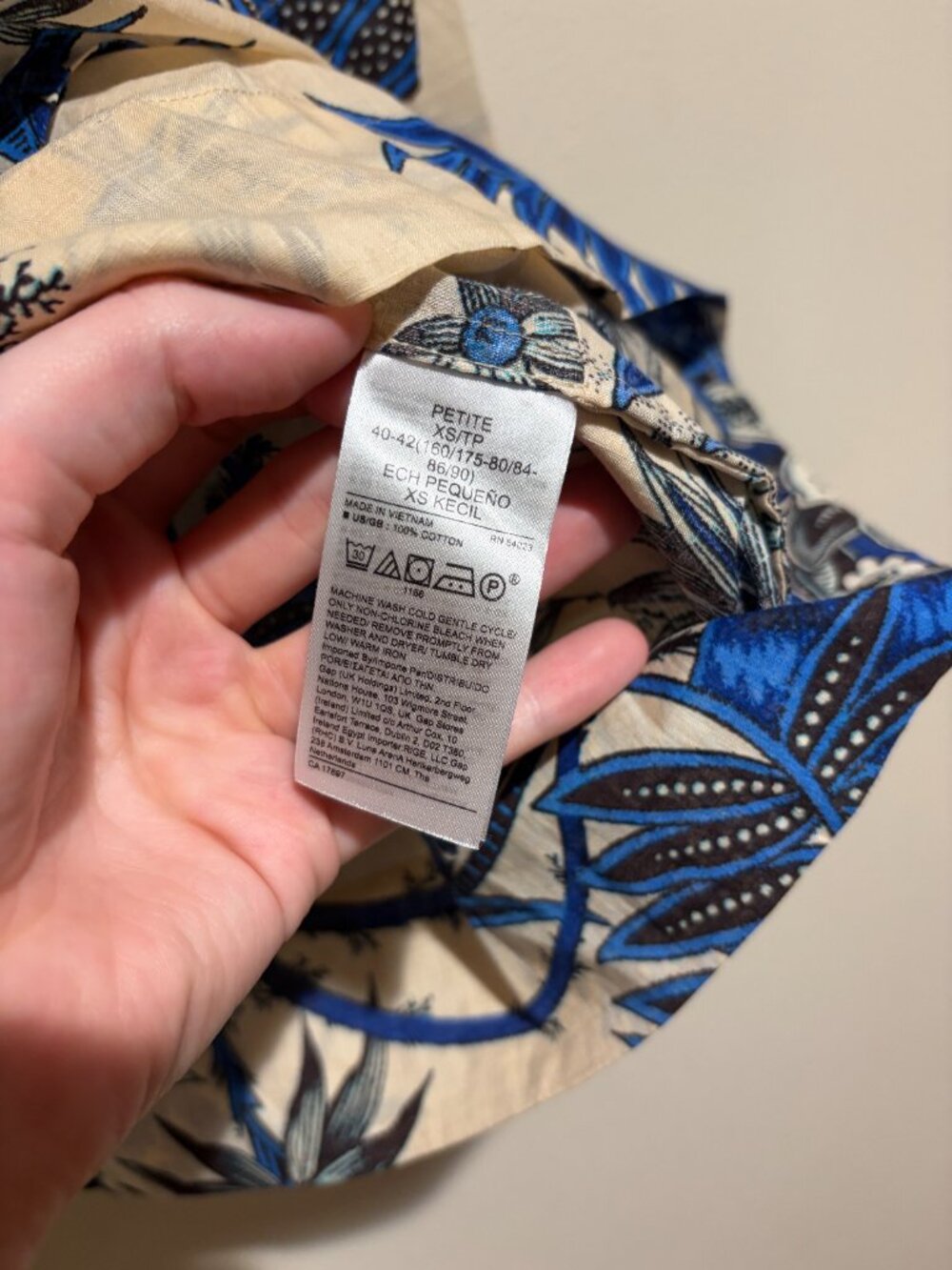 Banana Republic Petite Square-Neck Blouse Floral Tan Blue - Picture 7 of 9